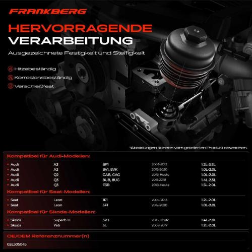 1x Ölfiltergehäuse Deckel für Audi A3 8P 8V Q2 Q3 TT Skoda Octavia Seat Altea Leon Bild 1x Ölfiltergehäuse Deckel für Audi A3 8P 8V Q2 Q3 TT Skoda Octavia Seat Altea Leon