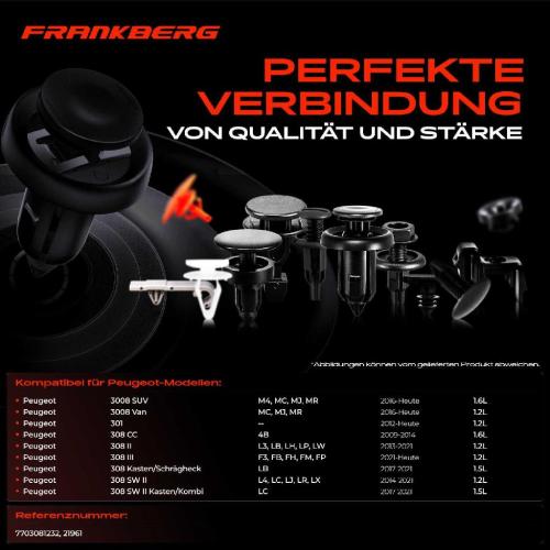 Frankberg 10x Befestigungsclips Türverkleidung für Peugeot 308 508 Renault Captur Clio Bild Frankberg 10x Befestigungsclips Türverkleidung für Peugeot 308 508 Renault Captur Clio