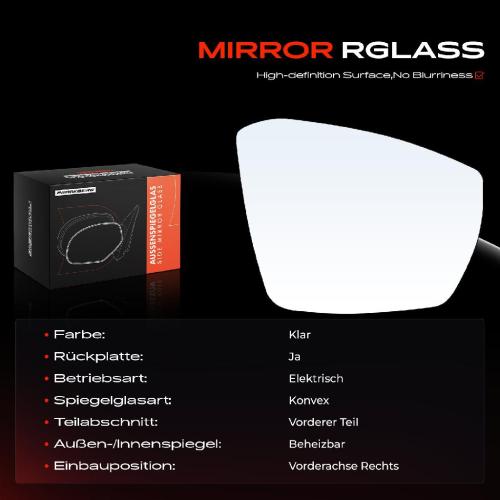1x Spiegelglas Außenspiegel rechts für VW T-ROC Cabriolet AC7 AC8 A11 D11 Bj ab 2017 Bild 1x Spiegelglas Außenspiegel rechts für VW T-ROC Cabriolet AC7 AC8 A11 D11 Bj ab 2017