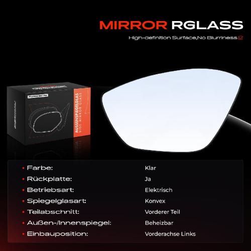 1x Spiegelglas Außenspiegel links für Citroën C3 III Van SX SY C4 Cactus Van 0B 0P Peugeot 208 I Bild 1x Spiegelglas Außenspiegel links für Citroën C3 III Van SX SY C4 Cactus Van 0B 0P Peugeot 208 I