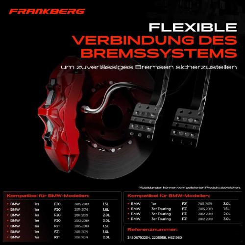 Frankberg 1x Bremsschlauch Bremsschl uche Vorderachse Links oder Rechts f r BMW 1er F20 F21 2 Coupe F87 3er F30 F80 Bild Frankberg 1x Bremsschlauch Bremsschl uche Vorderachse Links oder Rechts f r BMW 1er F20 F21 2 Coupe F87 3er F30 F80
