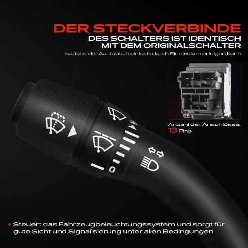 1x Kombischalter Lenkstockschalter für Peugeot 405 II 4B 405 II Break 4E 1992-1996 Bild 1x Kombischalter Lenkstockschalter für Peugeot 405 II 4B 405 II Break 4E 1992-1996