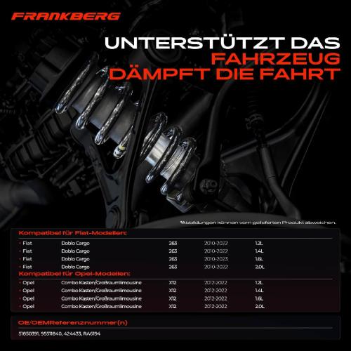 Frankberg 2x Fahrwerksfeder Hinterachse für Fiat Doblo Cargo 263 Opel Combo Kasten/MPV X12 Bj ab 2010 Bild Frankberg 2x Fahrwerksfeder Hinterachse für Fiat Doblo Cargo 263 Opel Combo Kasten/MPV X12 Bj ab 2010