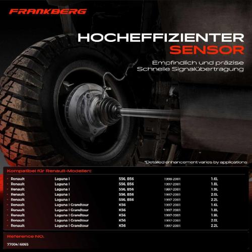 Frankberg 1x ABS Sensor Hinterachse rechts für Renault Laguna I Grandtour 1.6L 1.8L 1.9L 2.0L 2.2L 1997-2001 Bild Frankberg 1x ABS Sensor Hinterachse rechts für Renault Laguna I Grandtour 1.6L 1.8L 1.9L 2.0L 2.2L 1997-2001