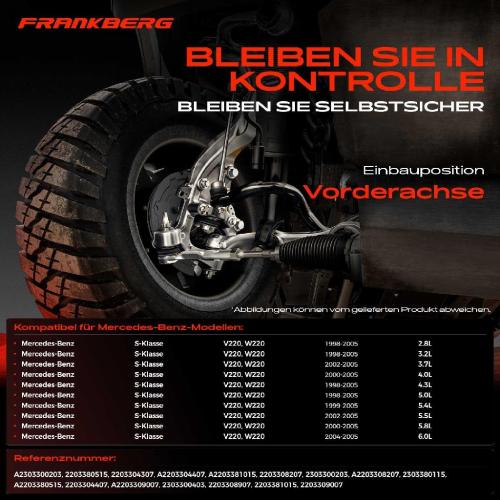 1x Querlenker Satz Vorderachse für Mercedes-Benz S-Klasse V220 W220 2.8L 3.2L 3.7L 4.0L 1998-2005 Bild 1x Querlenker Satz Vorderachse für Mercedes-Benz S-Klasse V220 W220 2.8L 3.2L 3.7L 4.0L 1998-2005
