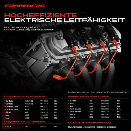 5x Zündleitungssatz Zündkabel für VW Golf III 1H1 Polo 6N1 Vento 1H2 Caddy Seat Bild 5x Zündleitungssatz Zündkabel für VW Golf III 1H1 Polo 6N1 Vento 1H2 Caddy Seat