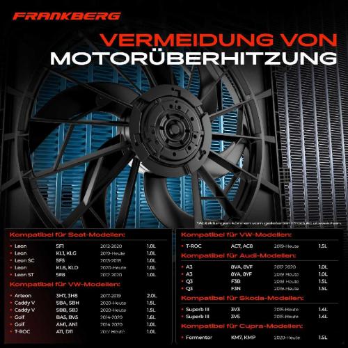 Frankberg 1x Motorkühller Einfachlüfter mit Kühlerlüfterrahmen VW Golf Passat Audi A3 Skoda Octavia Seat Bild Frankberg 1x Motorkühller Einfachlüfter mit Kühlerlüfterrahmen VW Golf Passat Audi A3 Skoda Octavia Seat