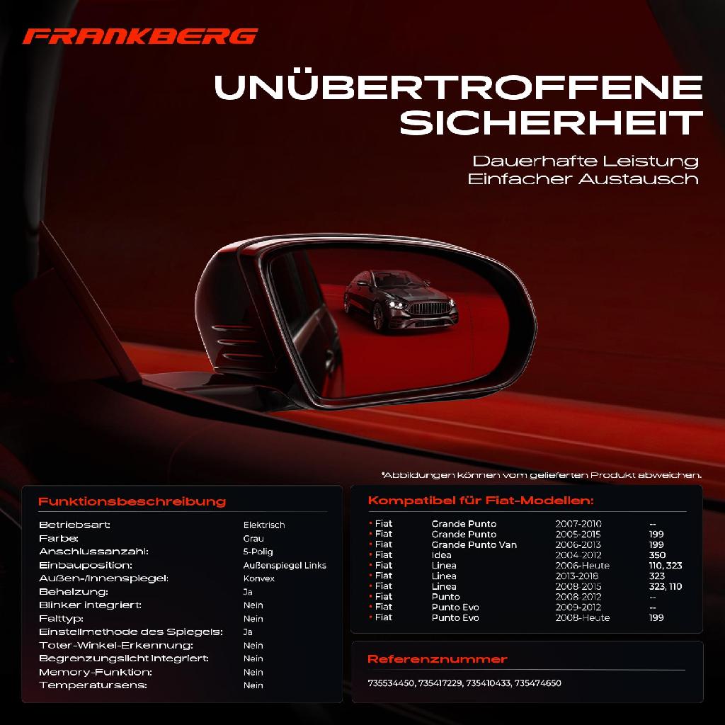 1x Außenspiegel Links für Fiat Grande Punto Grande 199 350 110 323