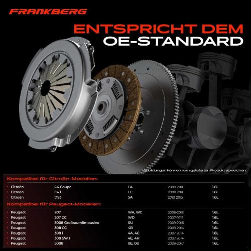 1x Kupplungssatz für Citroën C4 Coupe LA C4 I LC DS3 SA Peugeot 207 WA WC 207 CC WD 3008 MPV 0U Bild 1x Kupplungssatz für Citroën C4 Coupe LA C4 I LC DS3 SA Peugeot 207 WA WC 207 CC WD 3008 MPV 0U