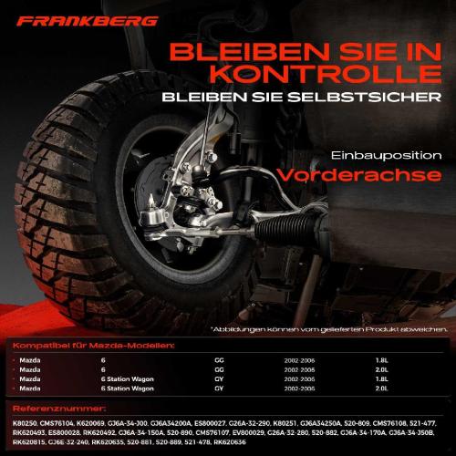 1x Querlenker Satz Vorderachse für Mazda 6 Hatchback Station Wagon Stufenheck 1.8L 2.0L 2002-2006 Bild 1x Querlenker Satz Vorderachse für Mazda 6 Hatchback Station Wagon Stufenheck 1.8L 2.0L 2002-2006