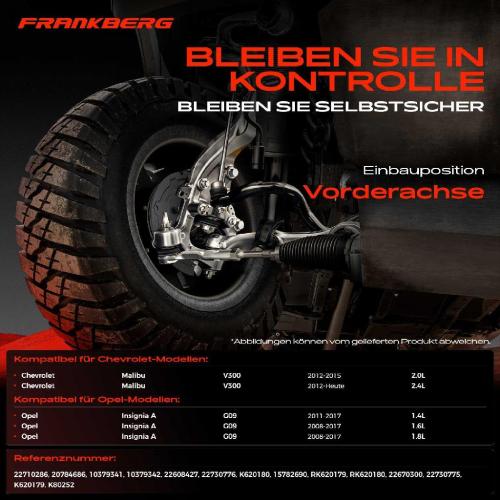 Frankberg 1x Querlenker Satz Vorderachse für Chevrolet Malibu Opel Insignia A 2.0L 2.4L 1.4L 1.6L 1.8L Bj ab 2008 Bild Frankberg 1x Querlenker Satz Vorderachse für Chevrolet Malibu Opel Insignia A 2.0L 2.4L 1.4L 1.6L 1.8L Bj ab 2008