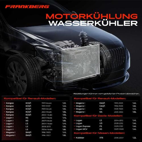 Frankberg 1x Kühler Wasserkühler Motorkühler für Renault Clio II Dacia Nissan Bild Frankberg 1x Kühler Wasserkühler Motorkühler für Renault Clio II Dacia Nissan