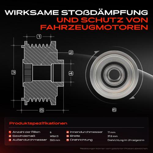 1x Generatorfreilauf Lichtmaschine für Hyundai iX35 Sonata 5 KIA Magentis Sportage Bild 1x Generatorfreilauf Lichtmaschine für Hyundai iX35 Sonata 5 KIA Magentis Sportage