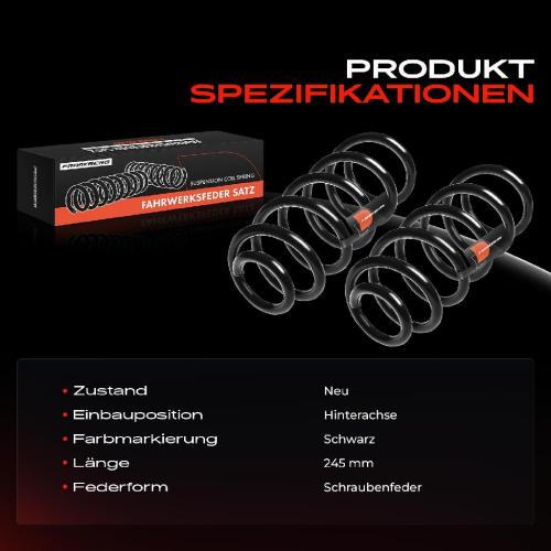 2x Fahrwerksfeder Hinterachse für Smart Roadster 452 Roadster Coupe 0.7L 2003-2005 Bild 2x Fahrwerksfeder Hinterachse für Smart Roadster 452 Roadster Coupe 0.7L 2003-2005