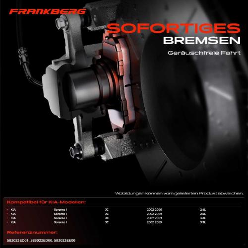 4x Bremsbeläge Hinterachse für KIA Sorento I JC 2.4L 2.5L 3.3L 3.5L 2002-2009 Bild 4x Bremsbeläge Hinterachse für KIA Sorento I JC 2.4L 2.5L 3.3L 3.5L 2002-2009