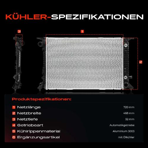 Frankberg 1x Kühler Wasserkühler Motorkühler für Audi A4 Allroad Avant A5 Cabriolet Q5 Porsche Macan Bild Frankberg 1x Kühler Wasserkühler Motorkühler für Audi A4 Allroad Avant A5 Cabriolet Q5 Porsche Macan