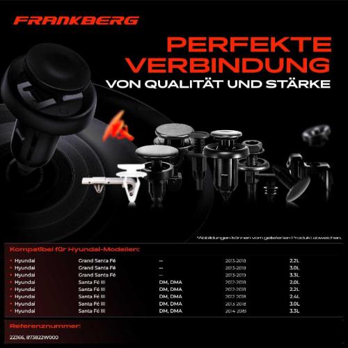 Frankberg 10x Befestigungsclips Seitenteil für Hyundai Grand Santa Fé KIA Cerato Koup Bild Frankberg 10x Befestigungsclips Seitenteil für Hyundai Grand Santa Fé KIA Cerato Koup