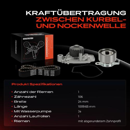 1x Zahnriemensatz Zahnriemen Wasserpumpe für Honda CRX II Civic 4 5 6 Concerto Bild 1x Zahnriemensatz Zahnriemen Wasserpumpe für Honda CRX II Civic 4 5 6 Concerto
