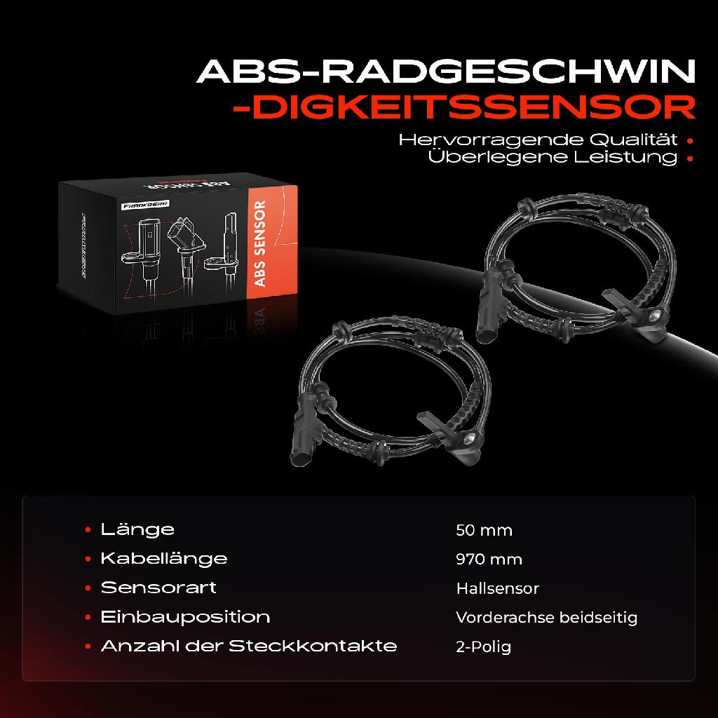 2x ABS Sensor Vorne für Fiat Panda 169 1.1L 1.2L 1.4L Bj ab 2003