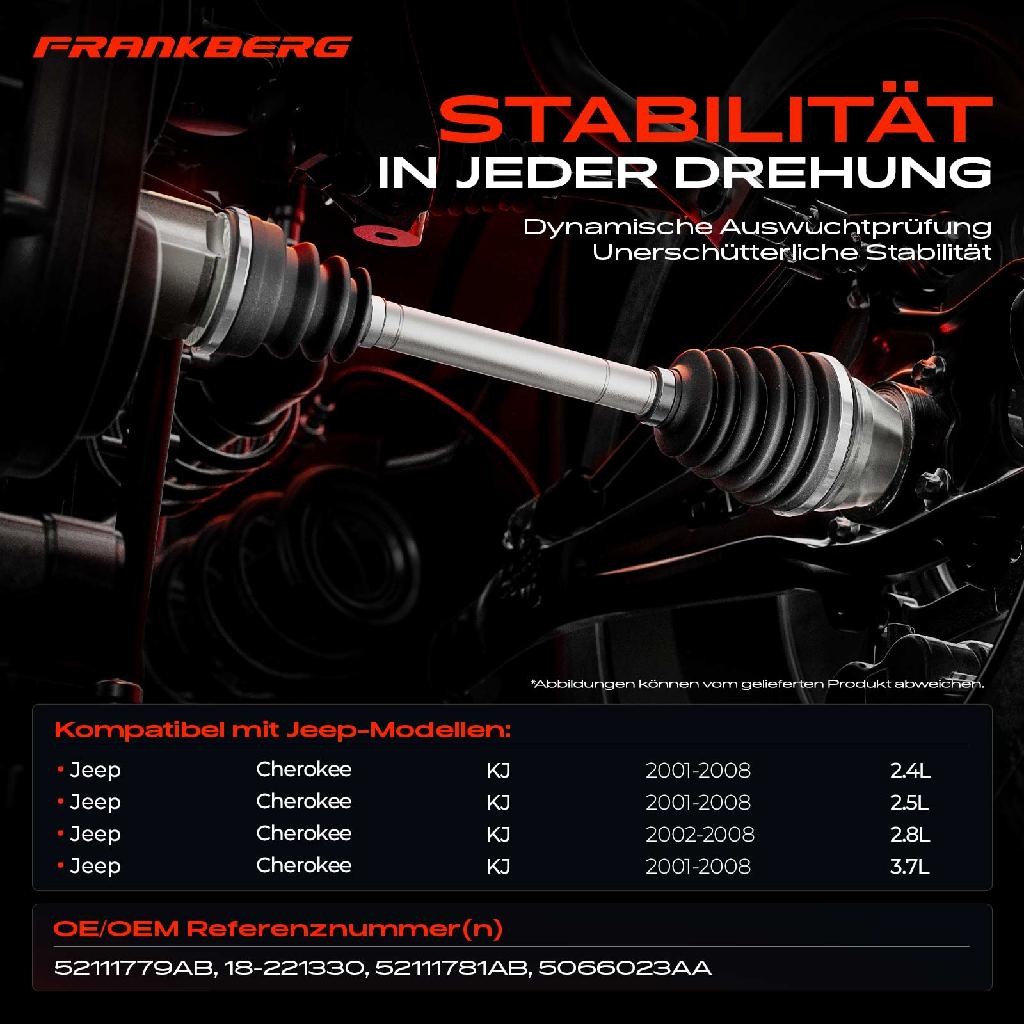 1x Antriebswelle Vorderachse Links für Jeep Cherokee KJ 2.4L-2.8L 2001-2008