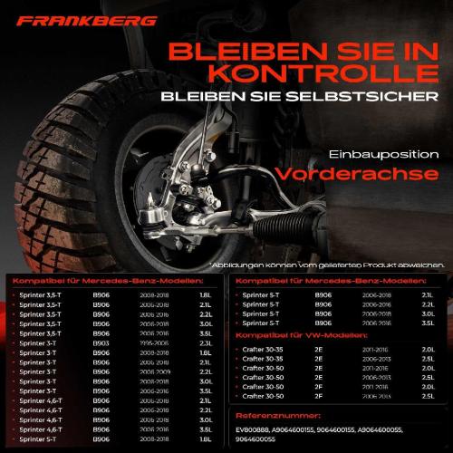 2x Spurstange Vorderachse für Mercedes-Benz Sprinter 3,5-T Bus B906 Kasten Pritsche/Fahrgestell Bild 2x Spurstange Vorderachse für Mercedes-Benz Sprinter 3,5-T Bus B906 Kasten Pritsche/Fahrgestell