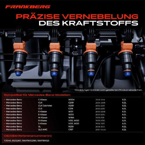 Frankberg 8x Einspritzventil Einspritzdüse für Mercedes-Benz W204 C204 S204 C209 S211 S212 Bild Frankberg 8x Einspritzventil Einspritzdüse für Mercedes-Benz W204 C204 S204 C209 S211 S212