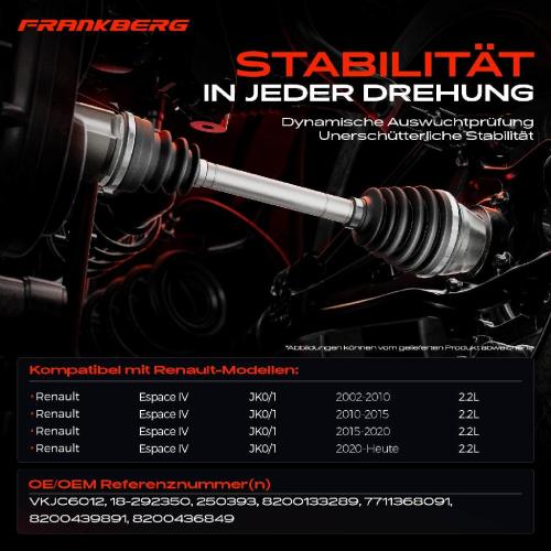 1x Antriebswelle Vorderachse Rechts für Renault Espace IV JK0/1 2.2L Bj ab 2002 Bild 1x Antriebswelle Vorderachse Rechts für Renault Espace IV JK0/1 2.2L Bj ab 2002