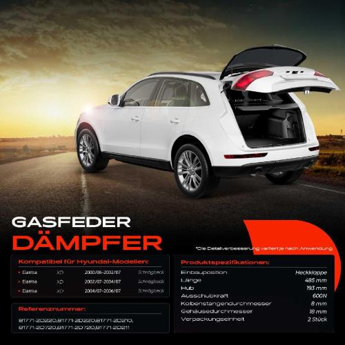 2x Gasfeder Dämpfer Heckklappe für Hyundai Elantra XD Schrägheck 2000-2006 Bild 2x Gasfeder Dämpfer Heckklappe für Hyundai Elantra XD Schrägheck 2000-2006