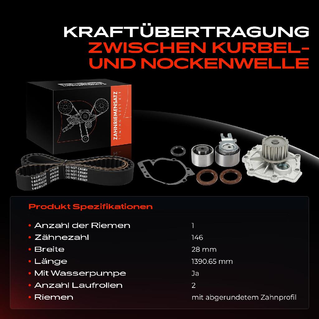 1x Zahnriemensatz Zahnriemen Wasserpumpe für Volvo S80 I 184 XC90 I 275 T6 2.9L