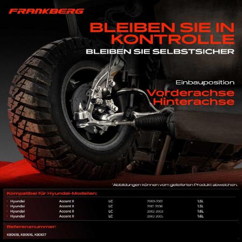 Frankberg 4x Koppelstange Vorderachse für Hyundai Accent II LC Accent II Stufenheck 1.5L 1.6L 2000-2006 Bild Frankberg 4x Koppelstange Vorderachse für Hyundai Accent II LC Accent II Stufenheck 1.5L 1.6L 2000-2006