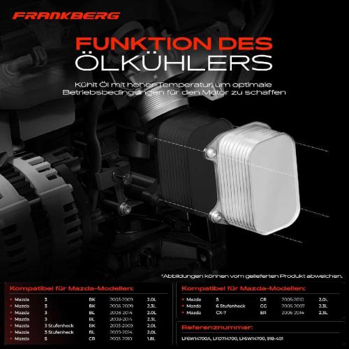 Frankberg 1x Ölkühler Motoröl für Mazda 3 BK BL 5 CR19 6 GG CX-7 ER 1.8L 2.0L 2.3L Bild Frankberg 1x Ölkühler Motoröl für Mazda 3 BK BL 5 CR19 6 GG CX-7 ER 1.8L 2.0L 2.3L