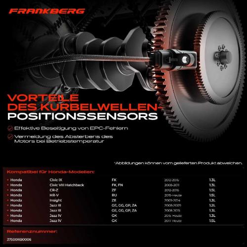 1x Kurbelwellensensor Impulsgeber für Honda CR-Z Civic IX VIII HR-V Insight Jazz III IV 1.3L 1.4L Bild 1x Kurbelwellensensor Impulsgeber für Honda CR-Z Civic IX VIII HR-V Insight Jazz III IV 1.3L 1.4L