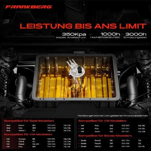 Frankberg 1x Kraftstoffpumpe für VW Golf Passat Polo Classic Sharan Transporter Bus Kasten Pritsche/Fahrgestell Vento Bild Frankberg 1x Kraftstoffpumpe für VW Golf Passat Polo Classic Sharan Transporter Bus Kasten Pritsche/Fahrgestell Vento