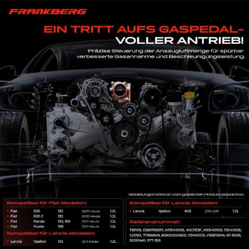 Frankberg 1x Drosselklappe Drosselklappenstutzen für Fiat Panda Punto 500 Lancia Ypsilon Bild Frankberg 1x Drosselklappe Drosselklappenstutzen für Fiat Panda Punto 500 Lancia Ypsilon
