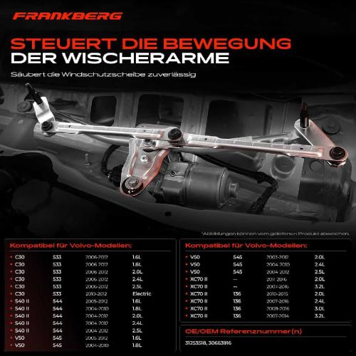 1x Wischergestänge Vorne für Volvo C30 C70 II S40 II V50 XC70II Bild 1x Wischergestänge Vorne für Volvo C30 C70 II S40 II V50 XC70II