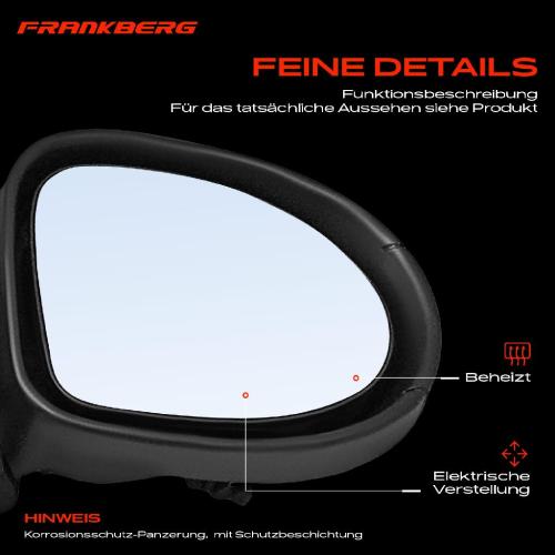 Frankberg 1x Außenspiegel Rechts für Renault Twingo II CN0 1.2L 1.5L 1.6L Bj ab 2007 Bild Frankberg 1x Außenspiegel Rechts für Renault Twingo II CN0 1.2L 1.5L 1.6L Bj ab 2007