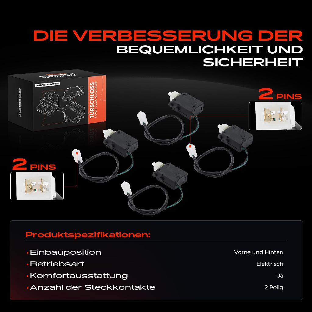 2x Türschloss Vorne und Hinten für Citroën Berlingo Kasten Berlingo/Berlingo First MPV Saxo ZX Break Peugeot