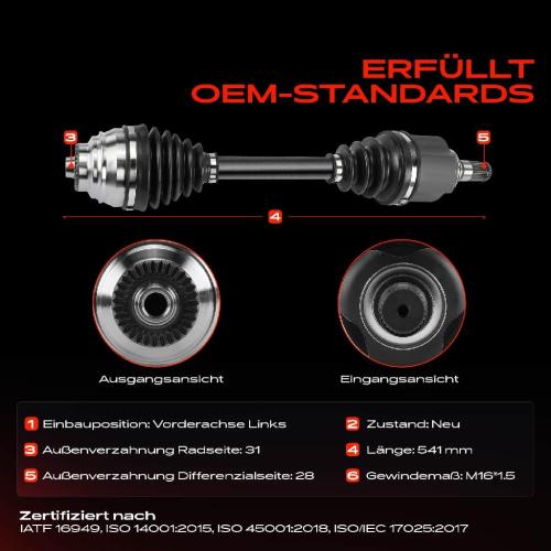 Frankberg 1x Antriebswelle Vorderachse Links für BMW 2 Tourer F45 F46 X1 F48 X2 F39 MINI Mini Clubman F 54 Bild Frankberg 1x Antriebswelle Vorderachse Links für BMW 2 Tourer F45 F46 X1 F48 X2 F39 MINI Mini Clubman F 54
