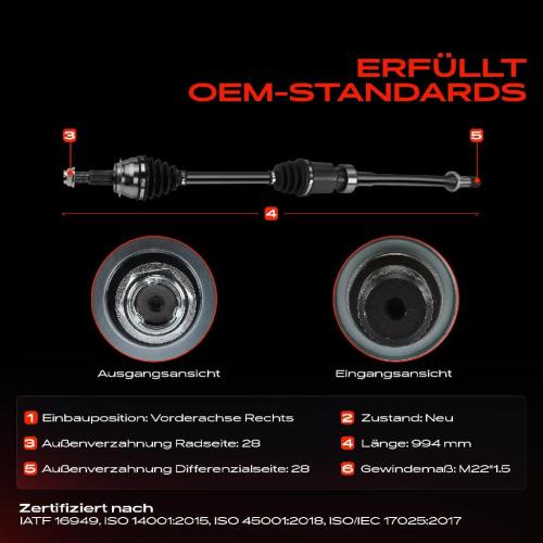 Frankberg 1x Antriebswelle Vorderachse Rechts für Mazda CX-3 DK 2.0L Bj ab 2015 Bild Frankberg 1x Antriebswelle Vorderachse Rechts für Mazda CX-3 DK 2.0L Bj ab 2015