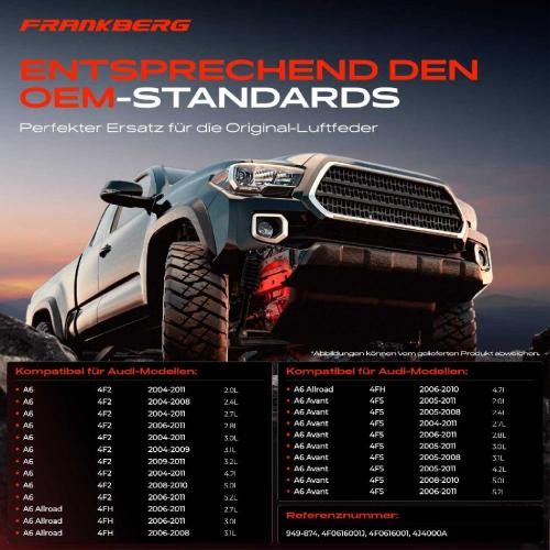 Frankberg 1x Luftfeder Fahrwerk Hinterachse Links Rechts für Audi A6 4F2 4FH 4F5 C6 2004-2011 Bild Frankberg 1x Luftfeder Fahrwerk Hinterachse Links Rechts für Audi A6 4F2 4FH 4F5 C6 2004-2011