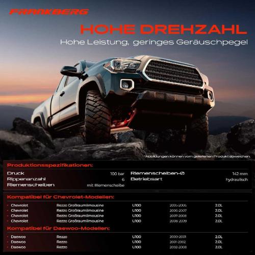 1x Servopumpe hydraulisch für Chevrolet Daewoo Rezzo U100 KLAU I4 2.0L Bild 1x Servopumpe hydraulisch für Chevrolet Daewoo Rezzo U100 KLAU I4 2.0L