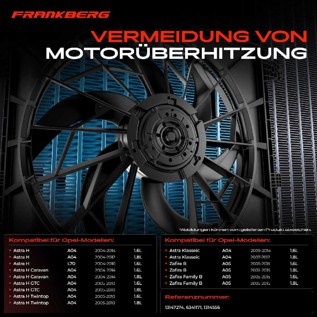 1x Motorkühller Einfachlüfter mit Kühlerlüfterrahmen Opel Astra H Zafira B A05 I4 1.6L 1.8L