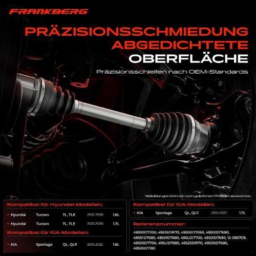 1x Antriebswelle Gelenksatz Vorderachse für Hyundai Tucson TL TLE KIA Sportage QL QLE Bild 1x Antriebswelle Gelenksatz Vorderachse für Hyundai Tucson TL TLE KIA Sportage QL QLE