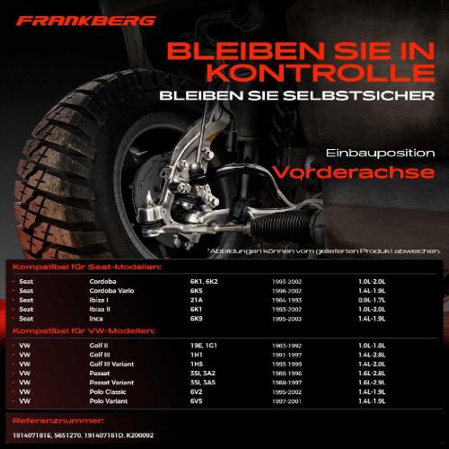 Frankberg 1x Querlenker Satz Vorderachse für VW Caddy Corrado Golf III Variant Jetta Passat Polo Classic Vento Bild Frankberg 1x Querlenker Satz Vorderachse für VW Caddy Corrado Golf III Variant Jetta Passat Polo Classic Vento