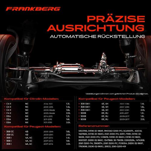 Frankberg 1x Lenkgetriebe Servolenkgetriebe für Citroën C4 II B7 DS4 NX Peugeot 308 CC 1.6L Bild Frankberg 1x Lenkgetriebe Servolenkgetriebe für Citroën C4 II B7 DS4 NX Peugeot 308 CC 1.6L