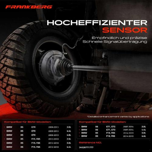 Frankberg 1x ABS Sensor Hinterachse beidseitig für BMW X5 E70 F15 F85 X6 E71 E72 F16 F86 4.8L 4.4L 2.0L 2006-2019 Bild Frankberg 1x ABS Sensor Hinterachse beidseitig für BMW X5 E70 F15 F85 X6 E71 E72 F16 F86 4.8L 4.4L 2.0L 2006-2019
