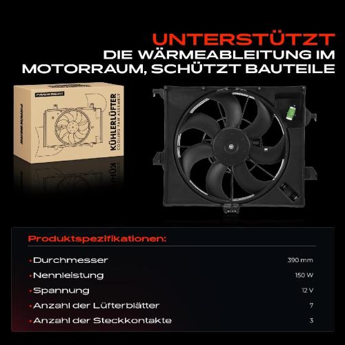 Frankberg 1x Motorkühller Einfachlüfter mit Kühlerlüfterrahmen Hyundai Accent IV RB i20 GB PB KIA Rio III Bild Frankberg 1x Motorkühller Einfachlüfter mit Kühlerlüfterrahmen Hyundai Accent IV RB i20 GB PB KIA Rio III