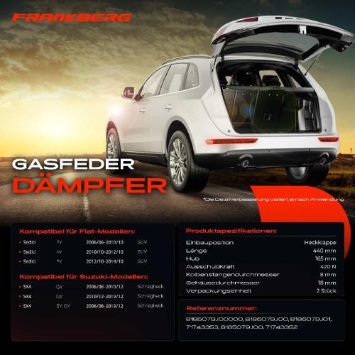 2x Gasfeder Dämpfer Heckklappe Fiat Sedici FY SUV Suzuki SX4 EY GY Schrägheck 2006-2019 Bild 2x Gasfeder Dämpfer Heckklappe Fiat Sedici FY SUV Suzuki SX4 EY GY Schrägheck 2006-2019