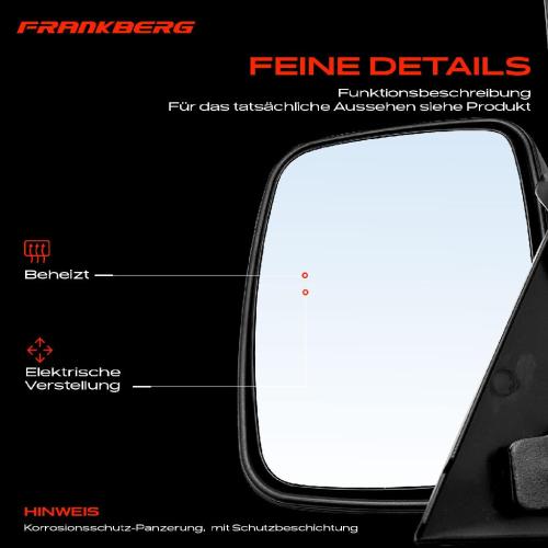 Frankberg 1x Außenspiegel Links für Mercedes-Benz Vito Bus W638 2.0L 2.2L 2.3L 1996-2003 Bild Frankberg 1x Außenspiegel Links für Mercedes-Benz Vito Bus W638 2.0L 2.2L 2.3L 1996-2003