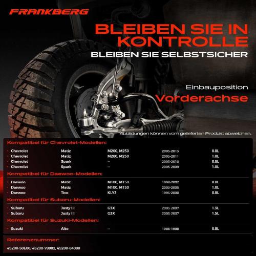 Frankberg 2x Querlenker Vorderachse für Chevrolet Matiz Spark Daewoo Tico Subaru Justy III Suzuki Alto Bild Frankberg 2x Querlenker Vorderachse für Chevrolet Matiz Spark Daewoo Tico Subaru Justy III Suzuki Alto